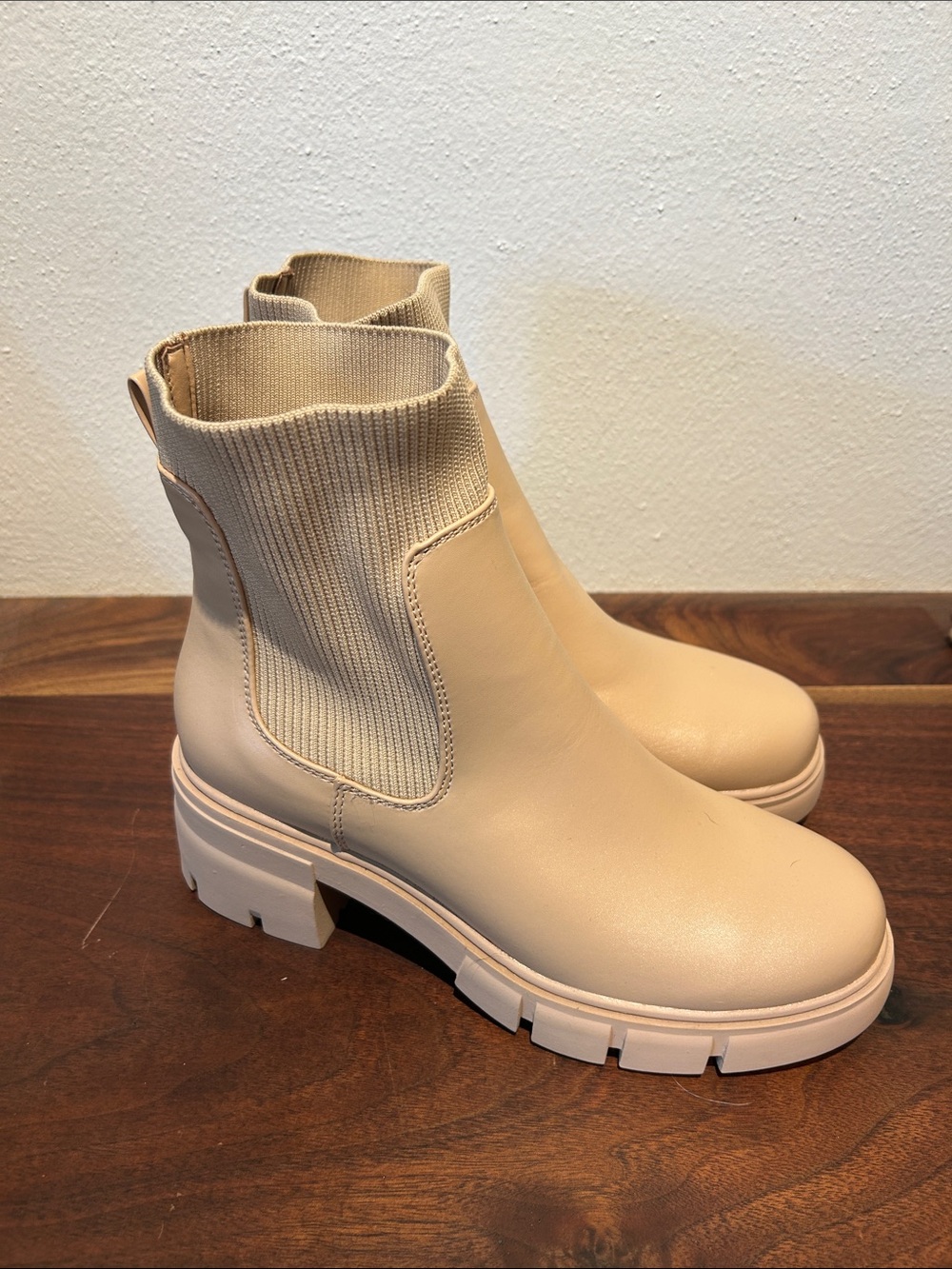 Women's Chunky Chelsea Booties in Light Beige